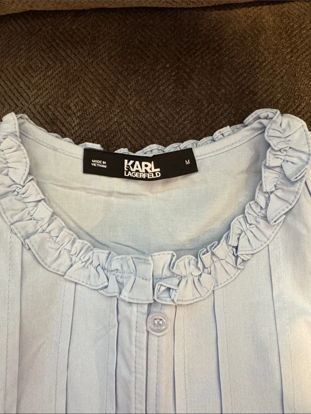 Karl Lagerfeld Light Blue Ruffled Sleeveless Top ( come with sets)